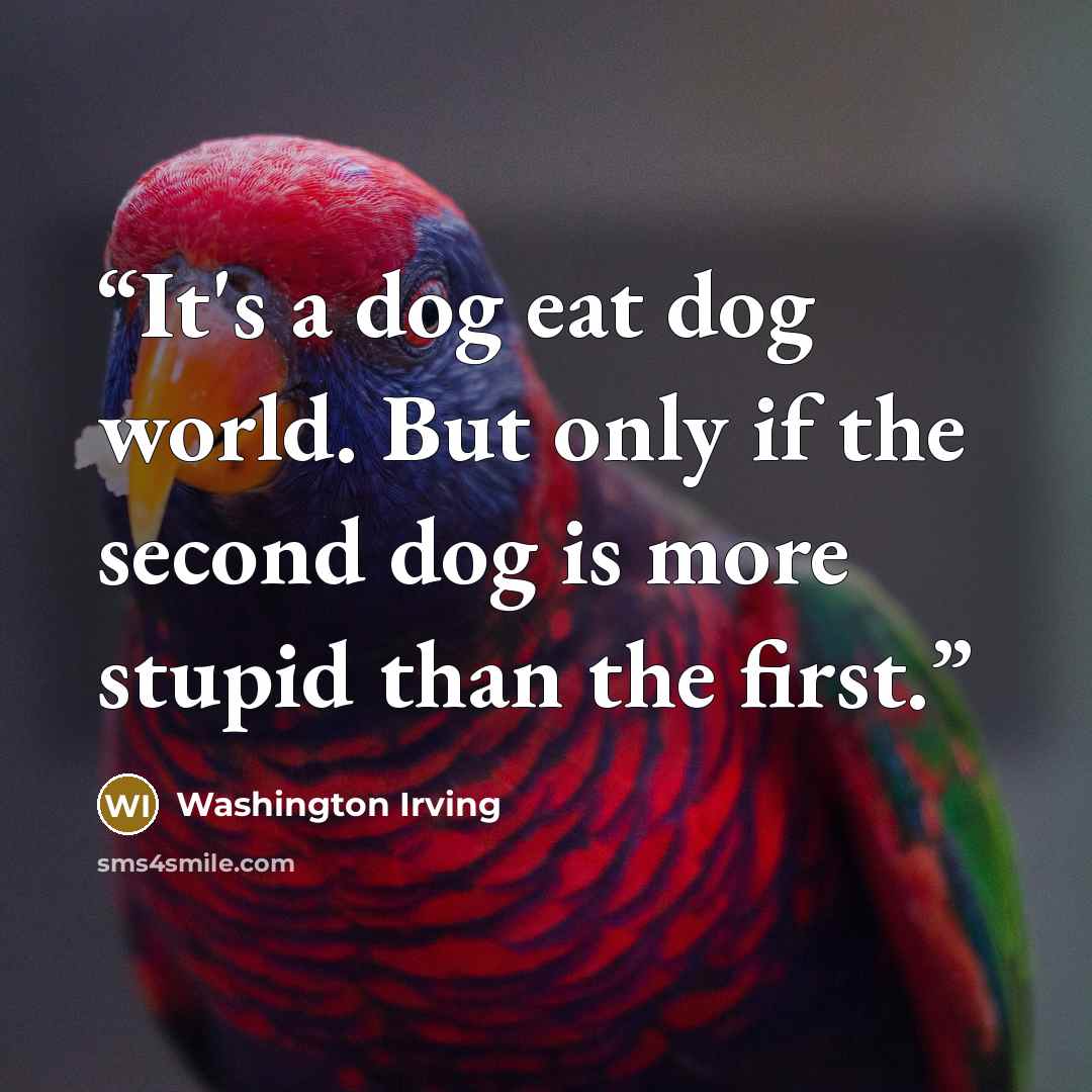 “It's a dog eat dog world. But only if the second dog is more stupid than the first.” quote by Washington Irving