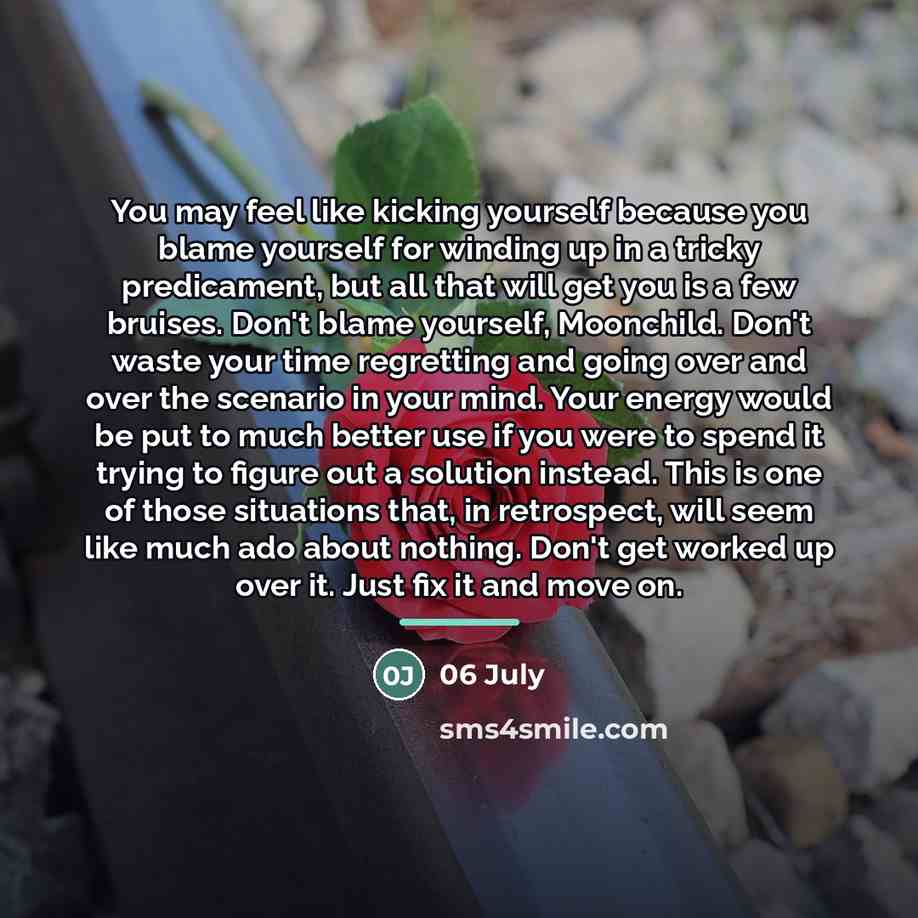 “You may feel like kicking yourself because you blame yourself…” quote by 06 July