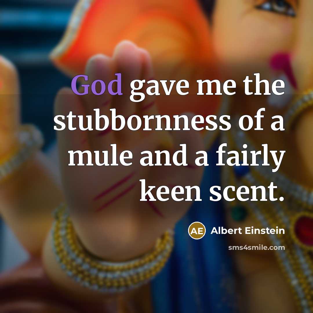 “God gave me the stubbornness of a mule and a fairly keen scent.” quote by Albert Einstein