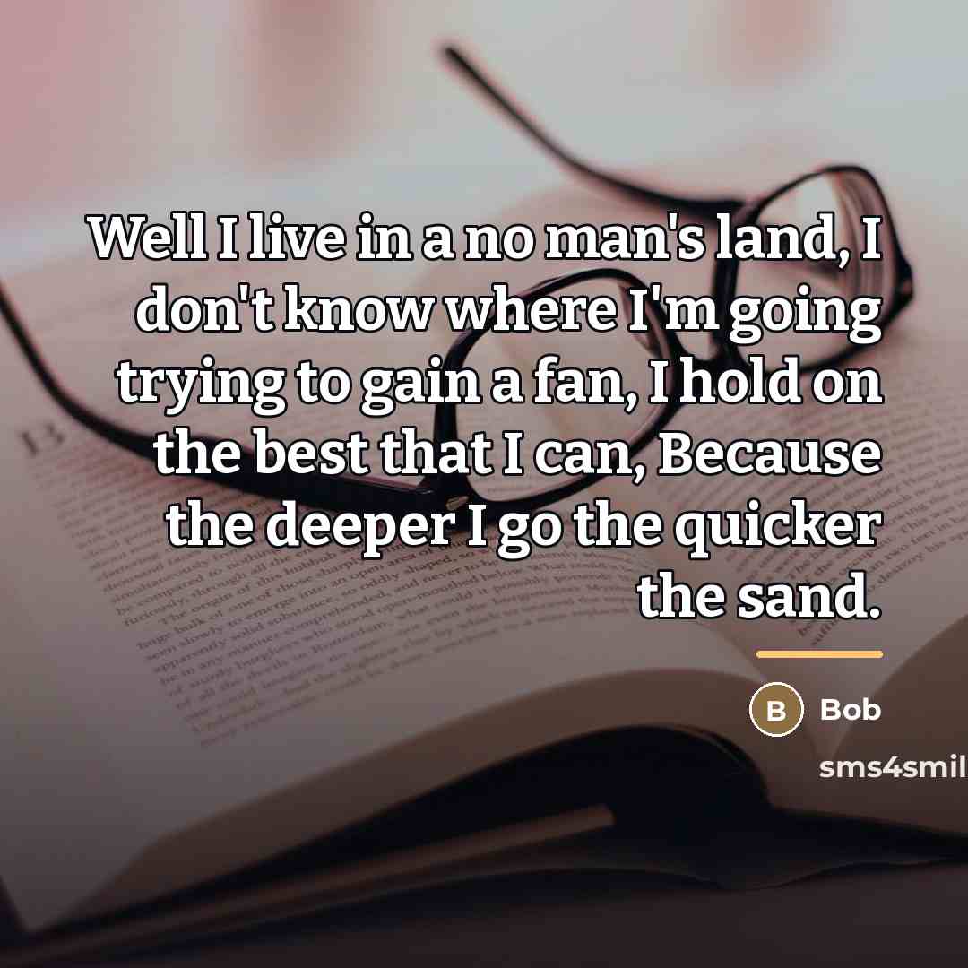 “Well I live in a no man's land, I don't…” quote by BOB