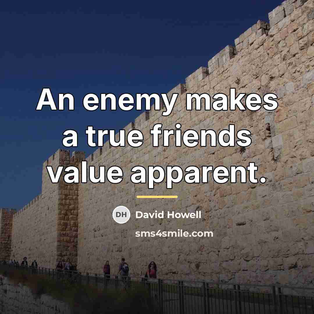“An enemy makes a true friends value apparent.…” quote by David Howell