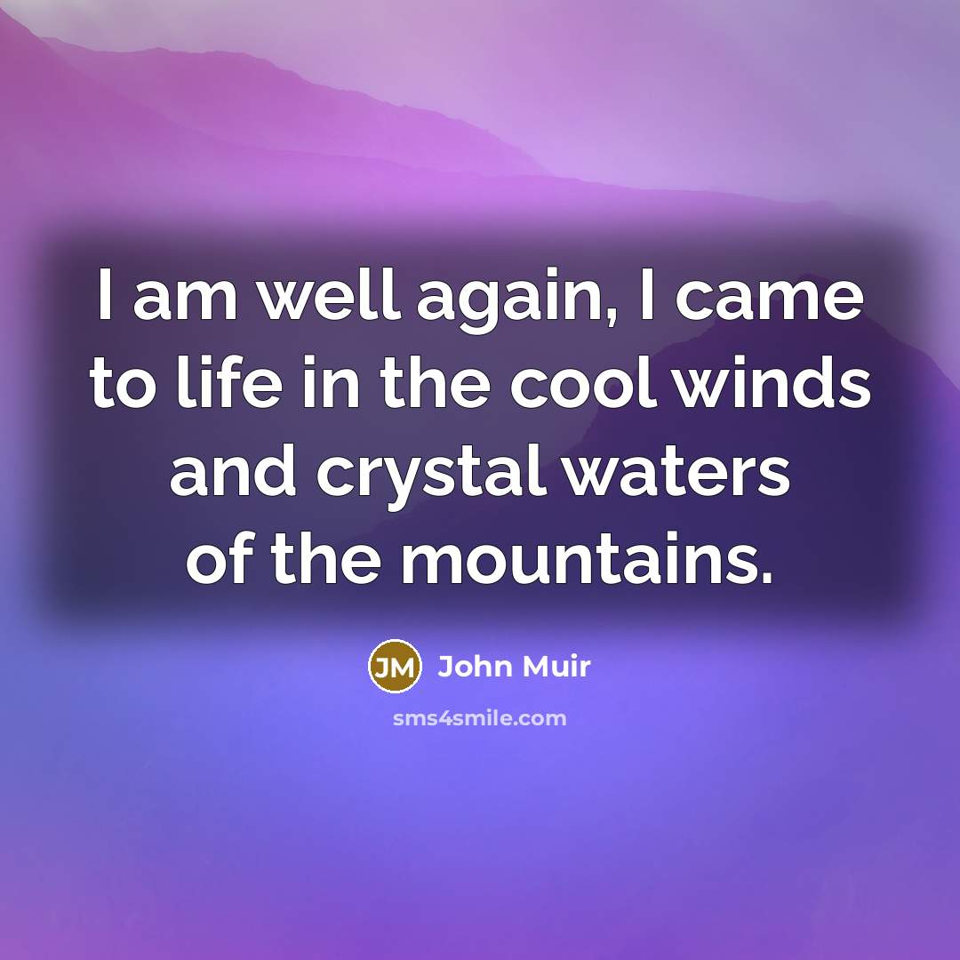 “I am well again, I came to life in the…” quote by John Muir