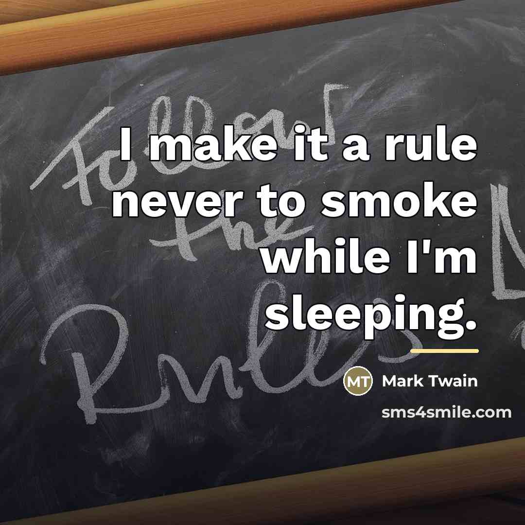 “I make it a rule never to smoke while I'm…” quote by Mark Twain
