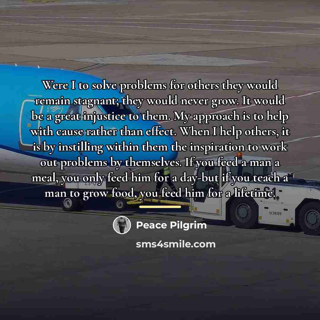 “Were I to solve problems for others they would remain…” quote by Peace Pilgrim