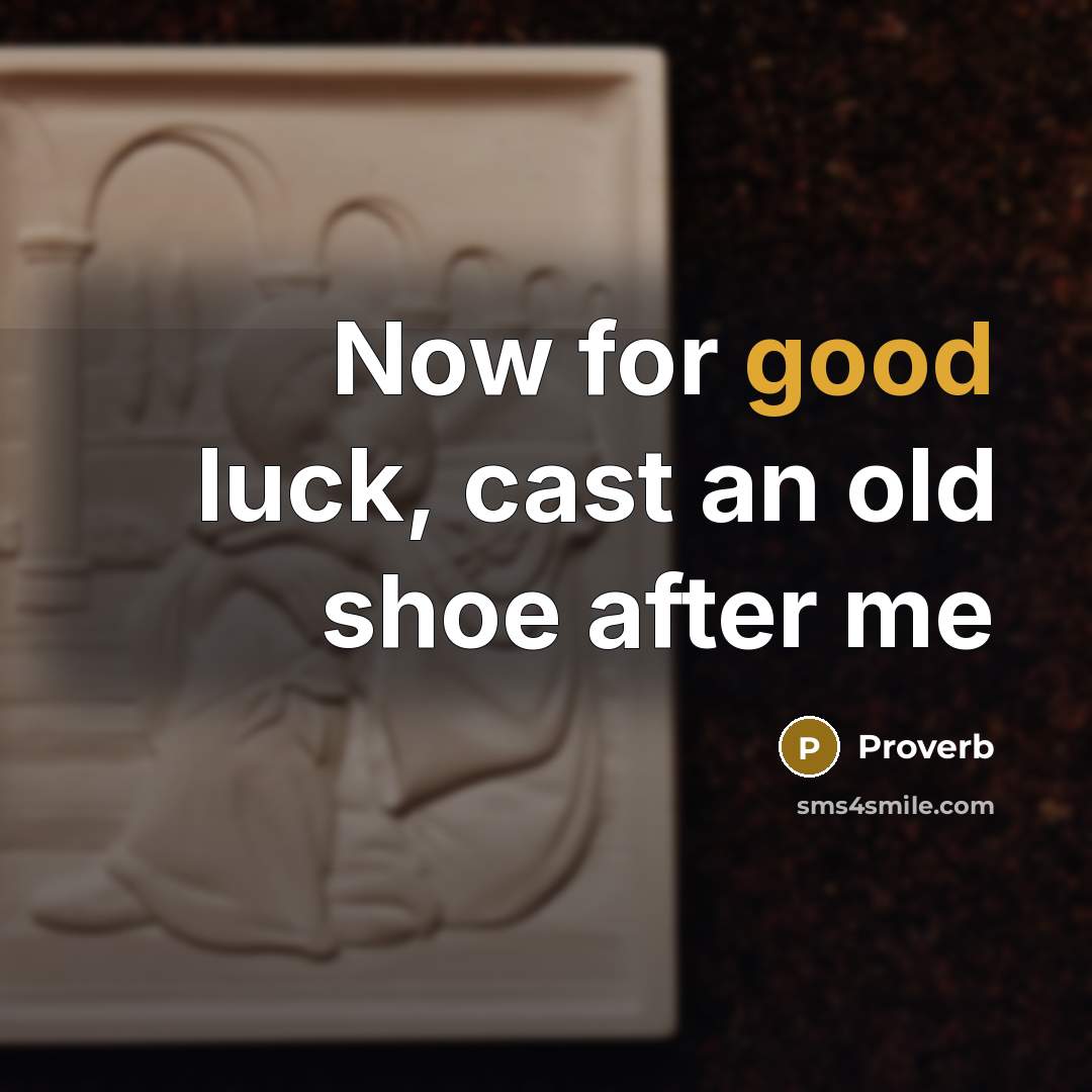“Now for good luck, cast an old shoe after me…” quote by Proverb