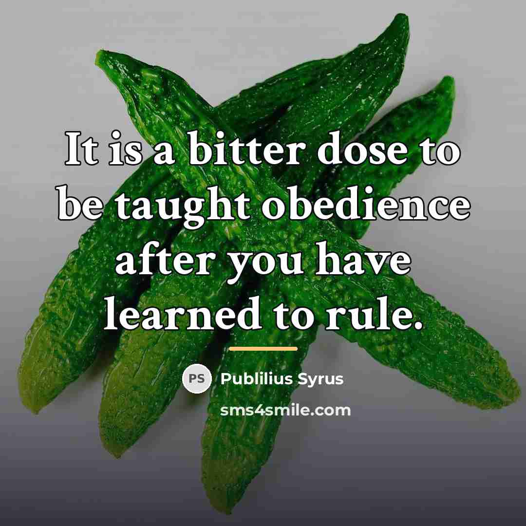 “It is a bitter dose to be taught obedience after…” quote by Publilius Syrus