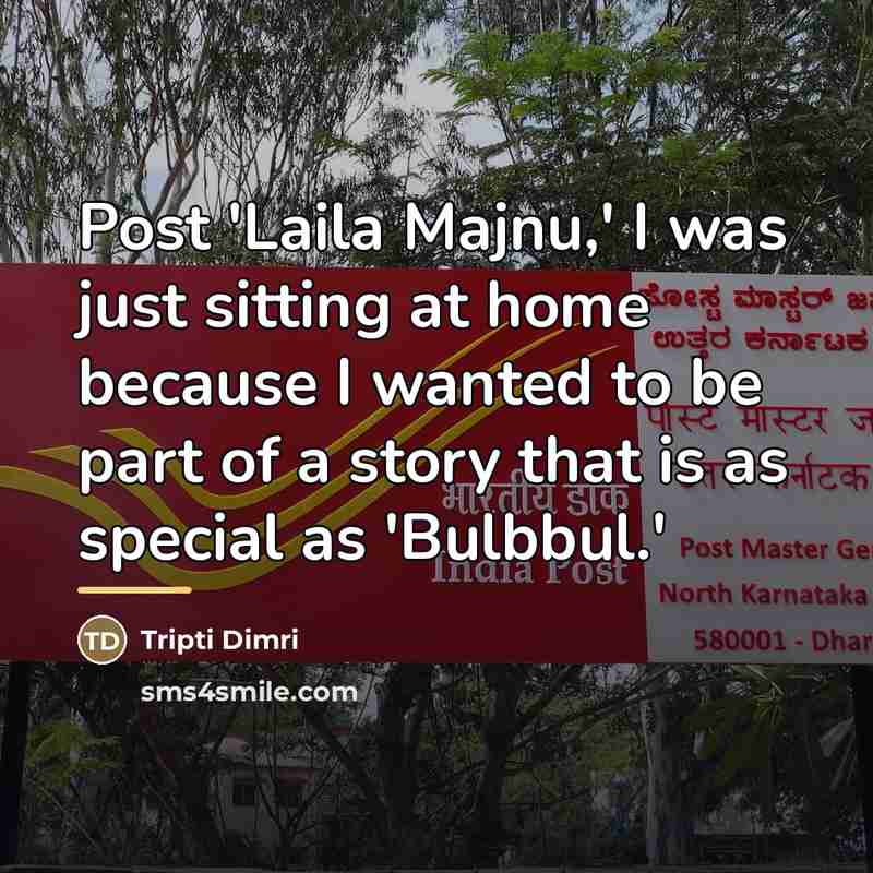 “Post 'Laila Majnu,' I was just sitting at home because…” quote by Tripti Dimri