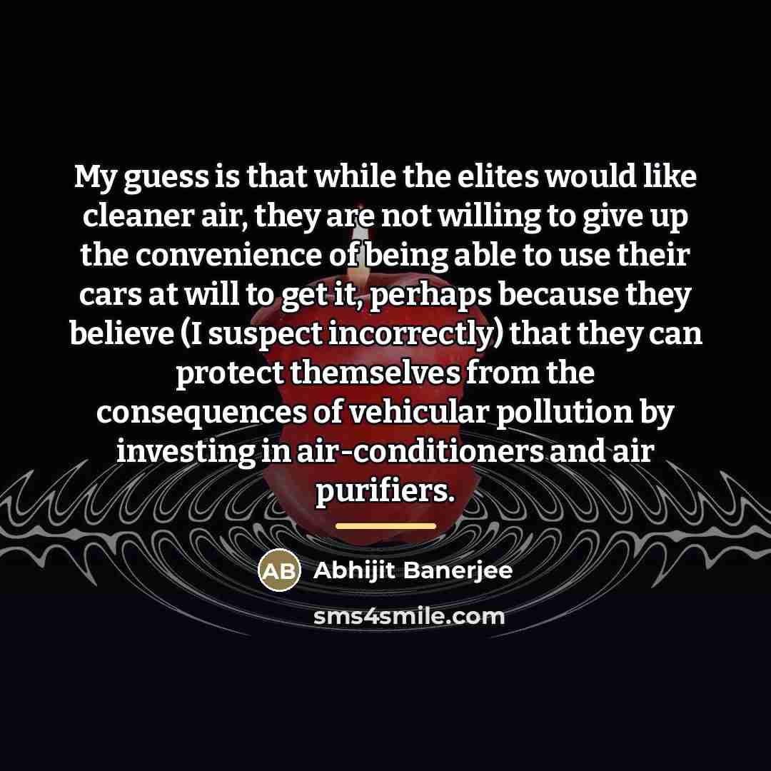 “My guess is that while the elites would like cleaner…” quote by Abhijit Banerjee