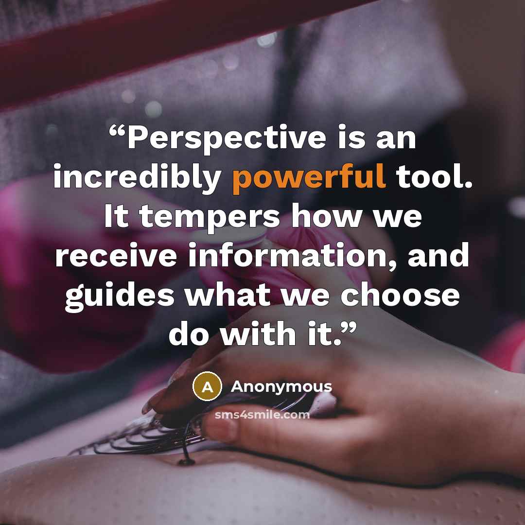“Perspective is an incredibly powerful tool. It tempers how we receive information, and guides what we choose do with it.” quote by Anonymous