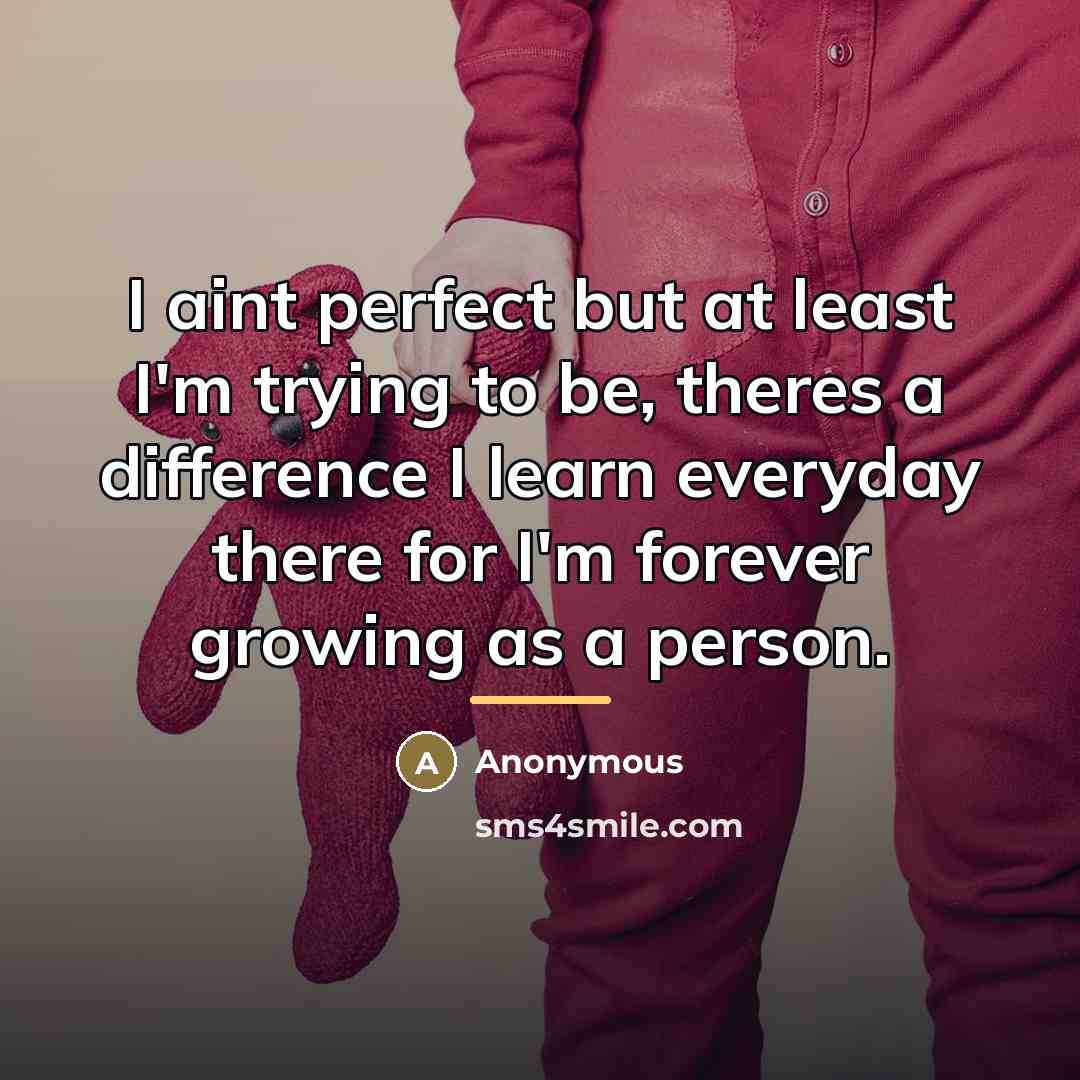 “I aint perfect but at least I'm trying to be,…” quote by Anonymous