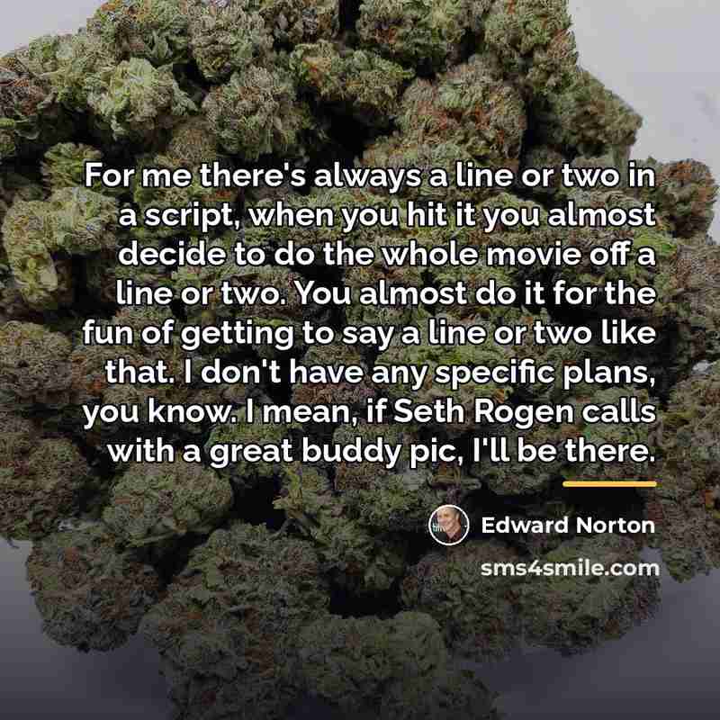 “For me there's always a line or two in a…” quote by Edward Norton