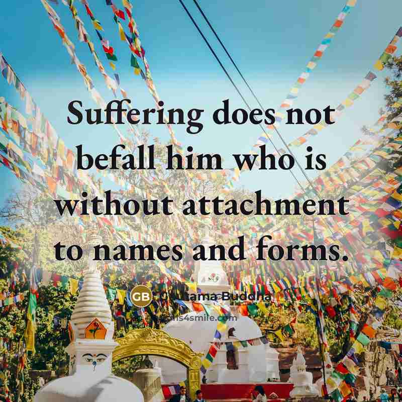 “Suffering does not befall him who is without attachment to…” quote by Gautama Buddha