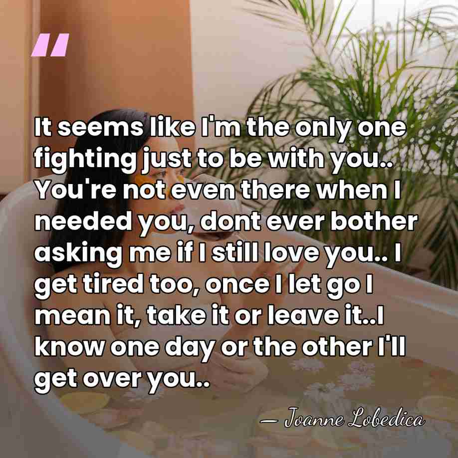 It seems like I'm the only one fighting just to be with&hellip; - Joanne Lobedica