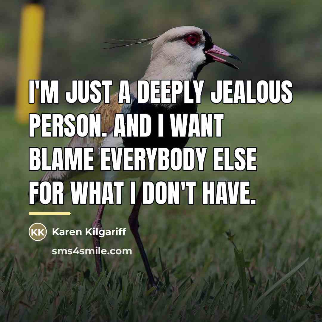 “I'm just a deeply jealous person. And I want blame…” quote by Karen Kilgariff