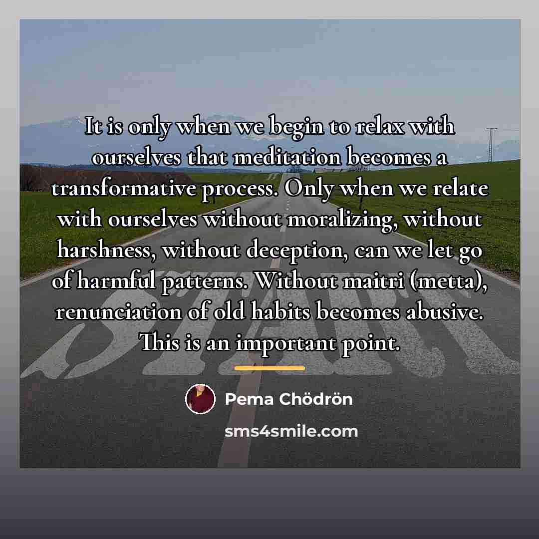 “It is only when we begin to relax with ourselves…” quote by Pema Chodron