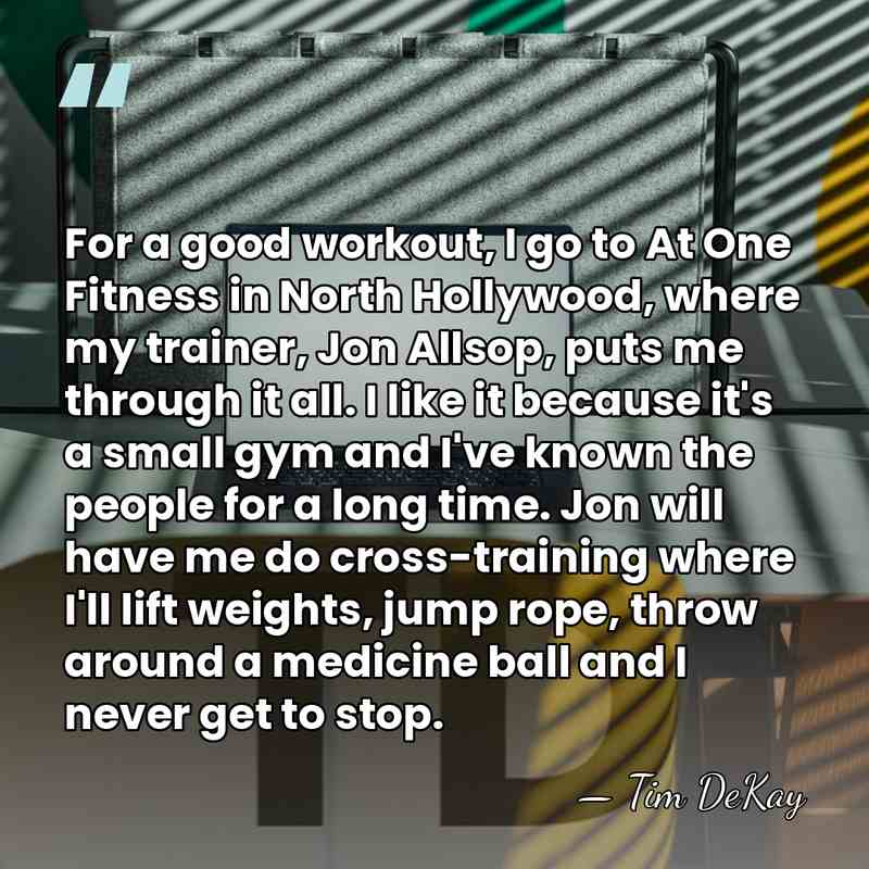 For a good workout, I go to At One Fitness in North&hellip; - Tim DeKay