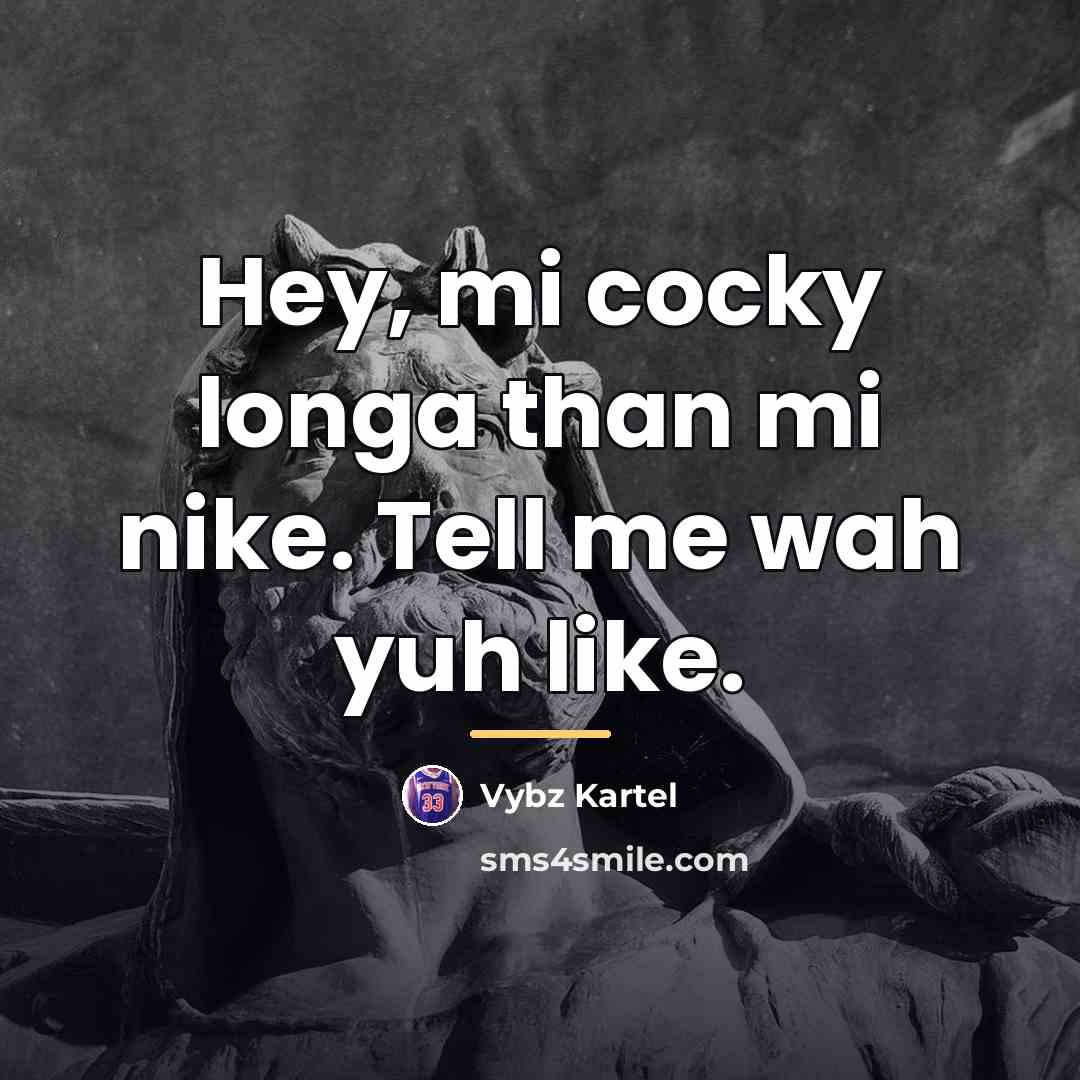 “Hey, mi cocky longa than mi nike. Tell me wah…” quote by Vybz Kartel