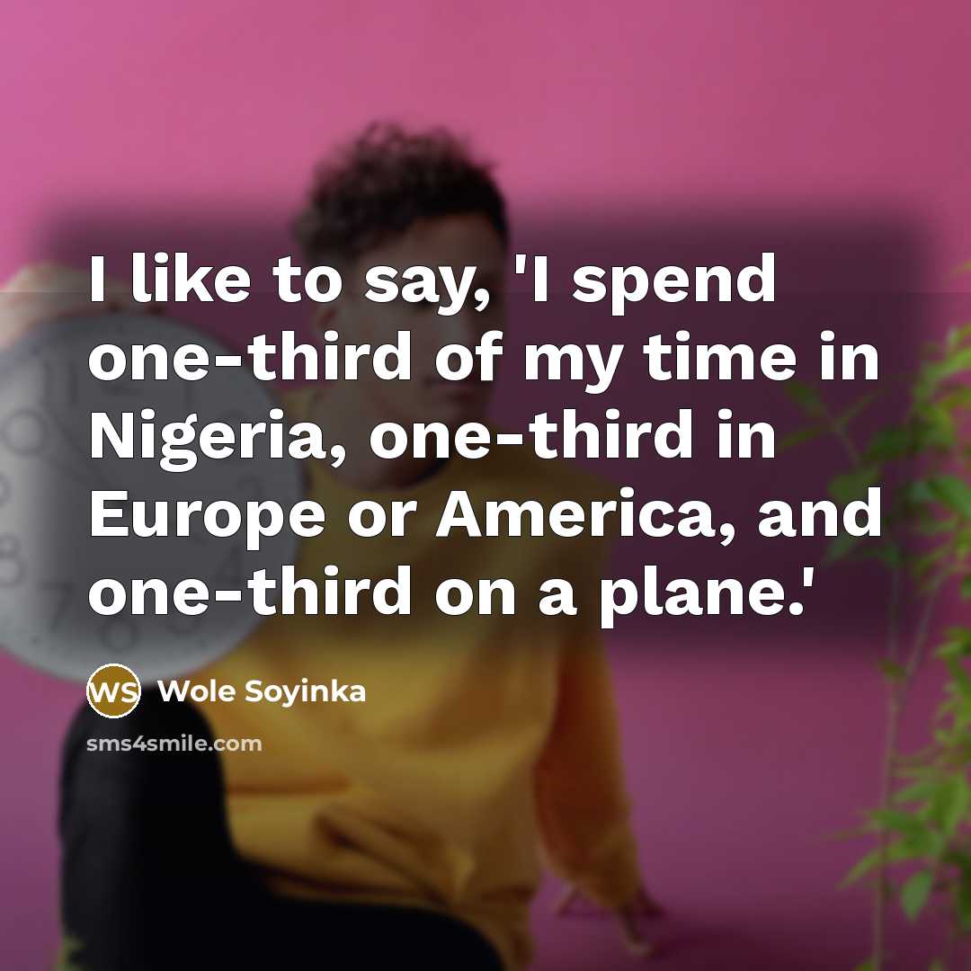 “I like to say, 'I spend one-third of my time…” quote by Wole Soyinka