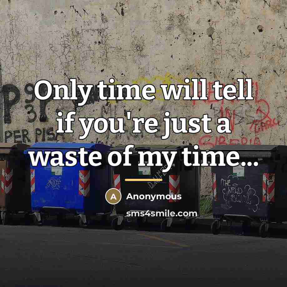 “Only time will tell if you're just a waste of my time...” quote by Anonymous