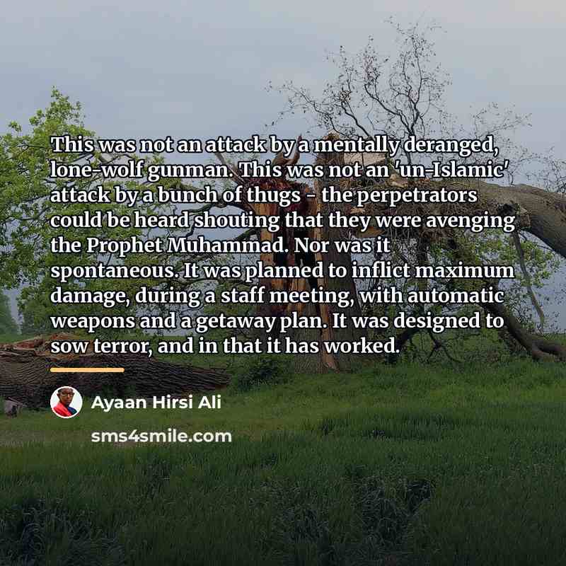 “This was not an attack by a mentally deranged, lone-wolf…” quote by Ayaan Hirsi Ali