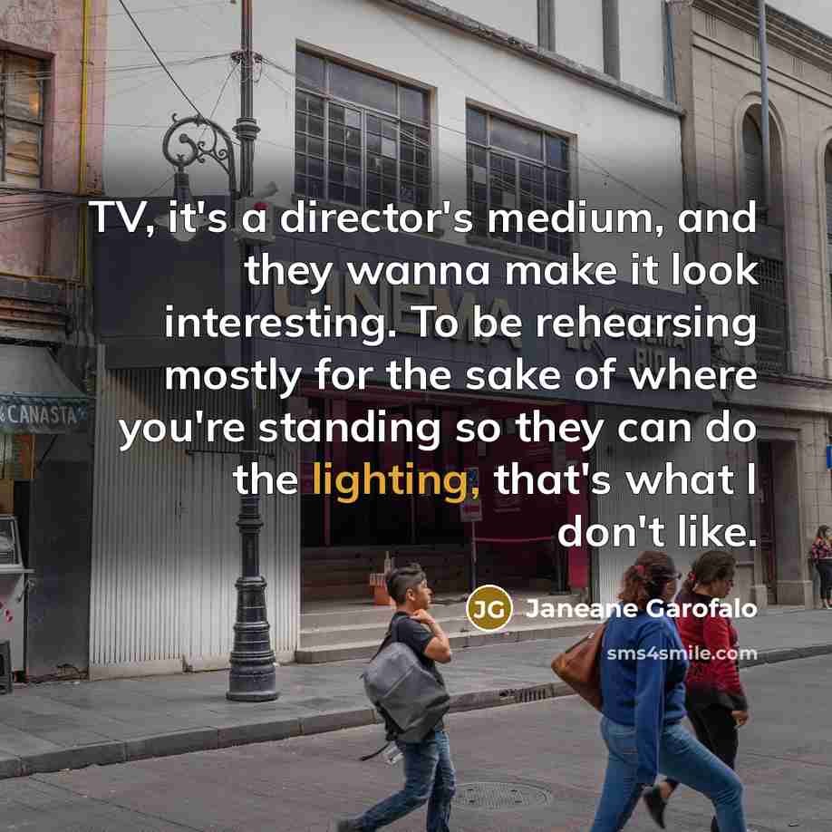 “TV, it's a director's medium, and they wanna make it…” quote by Janeane Garofalo