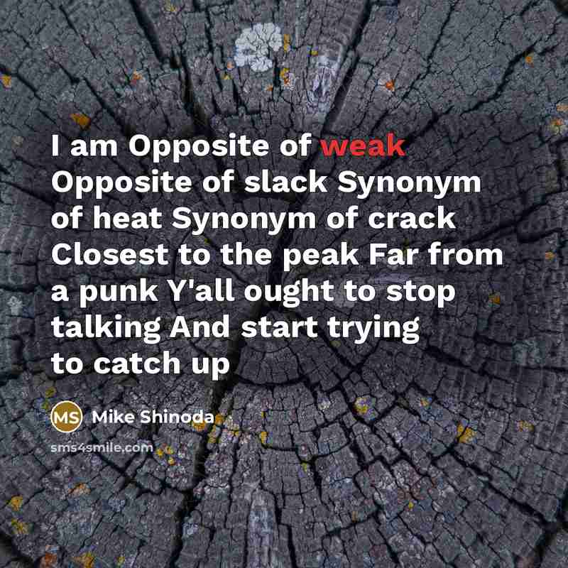 “I am Opposite of weak Opposite of slack Synonym of…” quote by Mike Shinoda