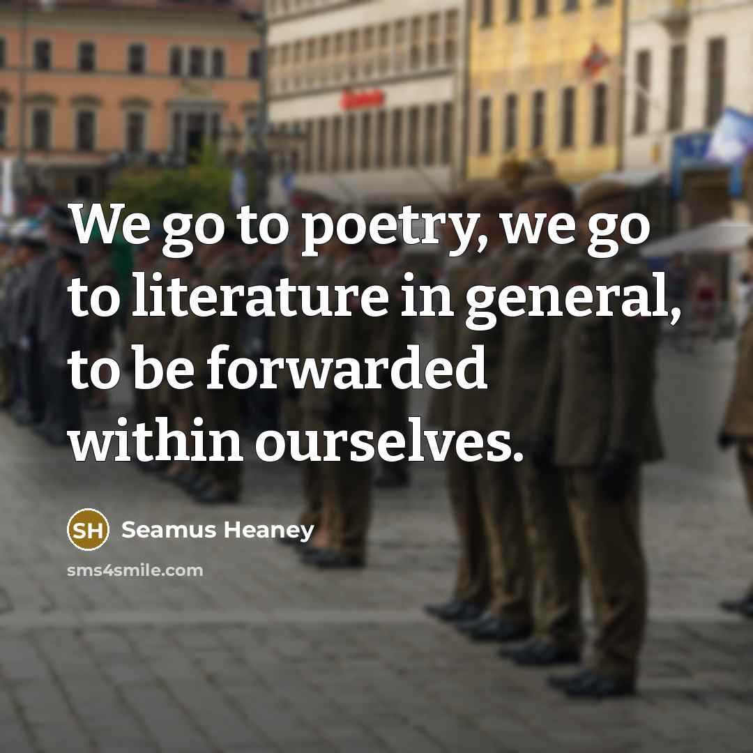 “We go to poetry, we go to literature in general,…” quote by Seamus Heaney