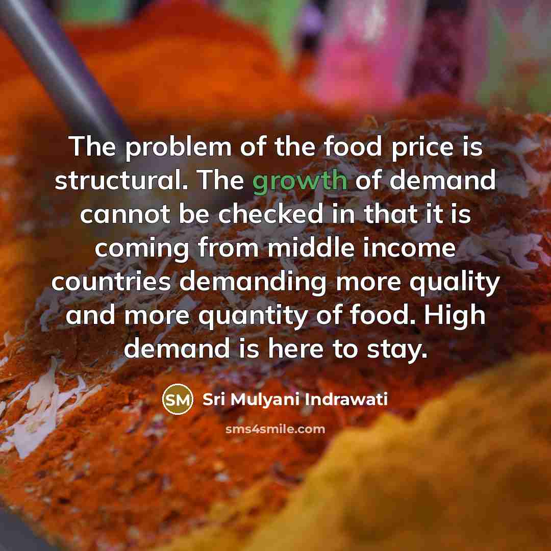 “The problem of the food price is structural. The growth…” quote by Sri Mulyani Indrawati