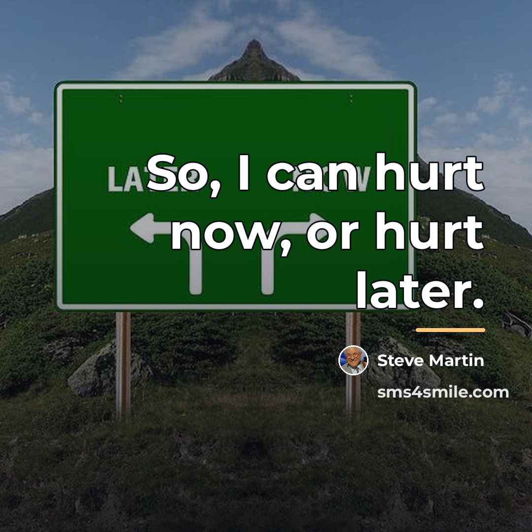 “So, I can hurt now, or hurt later.…” quote by Steve Martin