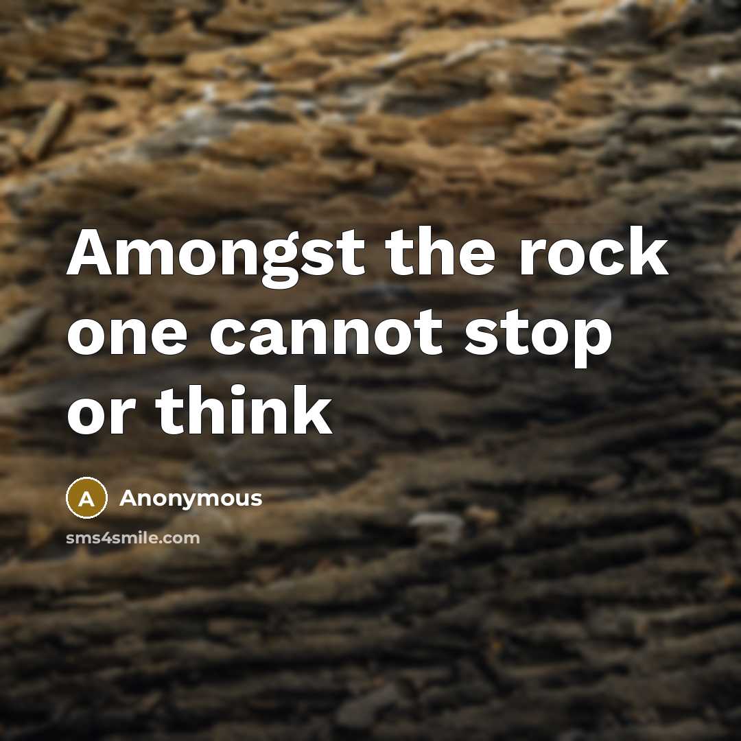 “Amongst the rock one cannot stop or think” quote by Anonymous