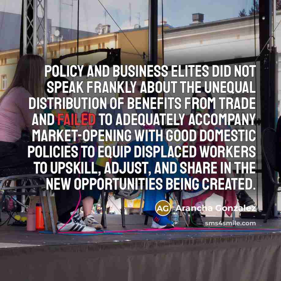 “Policy and business elites did not speak frankly about the…” quote by Arancha Gonzalez