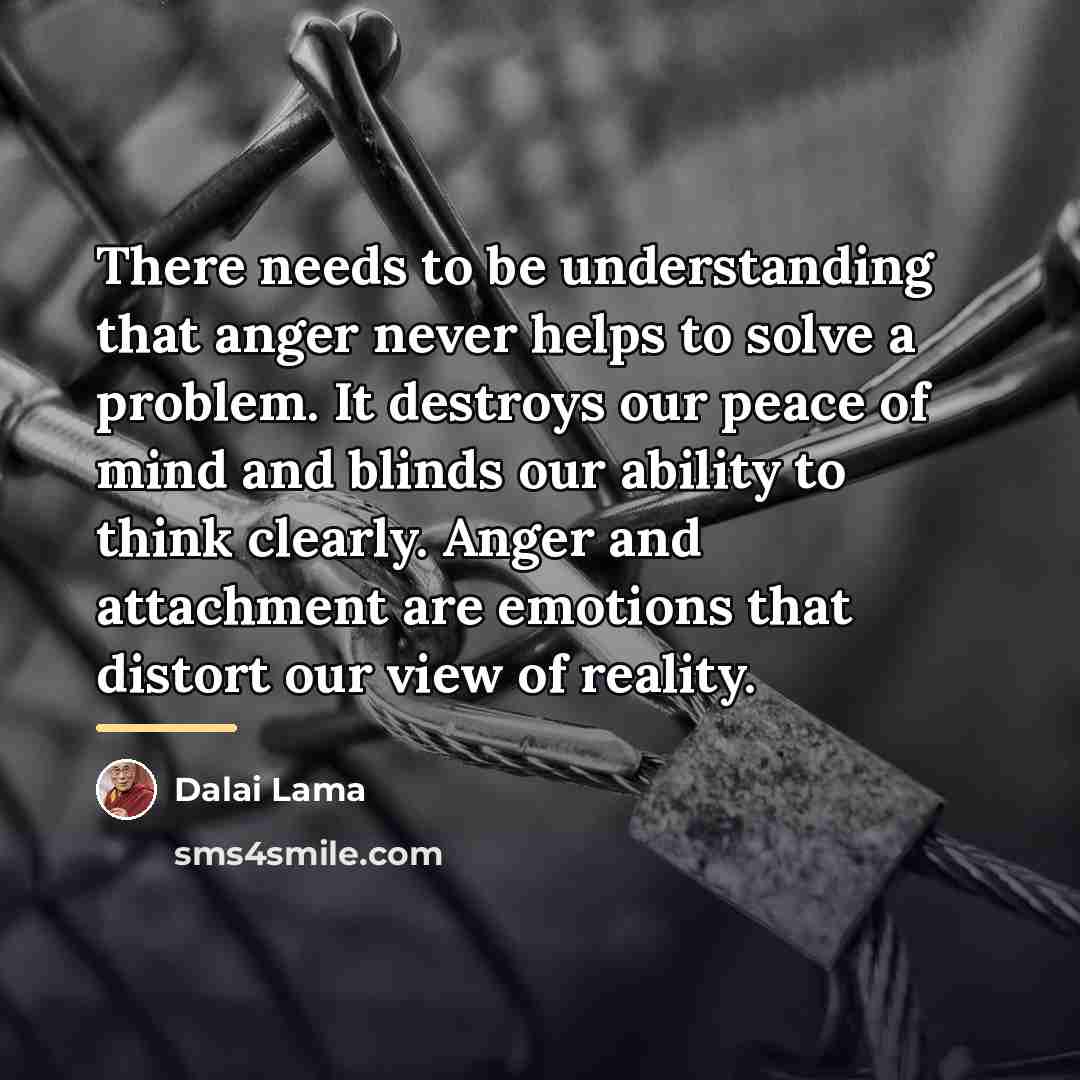 “There needs to be understanding that anger never helps to…” quote by Dalai Lama
