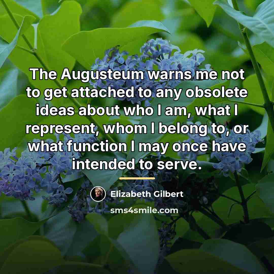 “The Augusteum warns me not to get attached to any…” quote by Elizabeth Gilbert