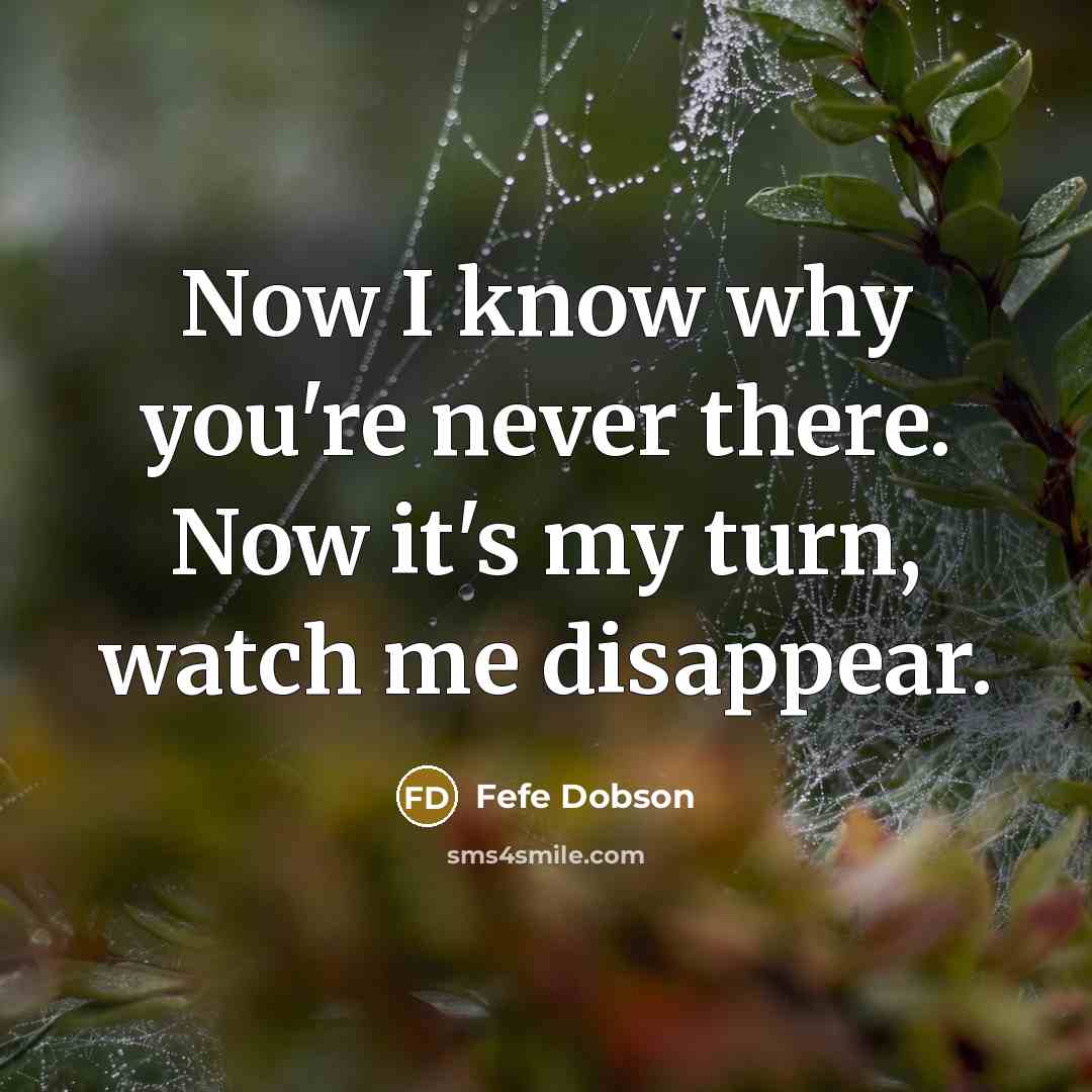 “Now I know why you're never there. Now it's my…” quote by Fefe Dobson