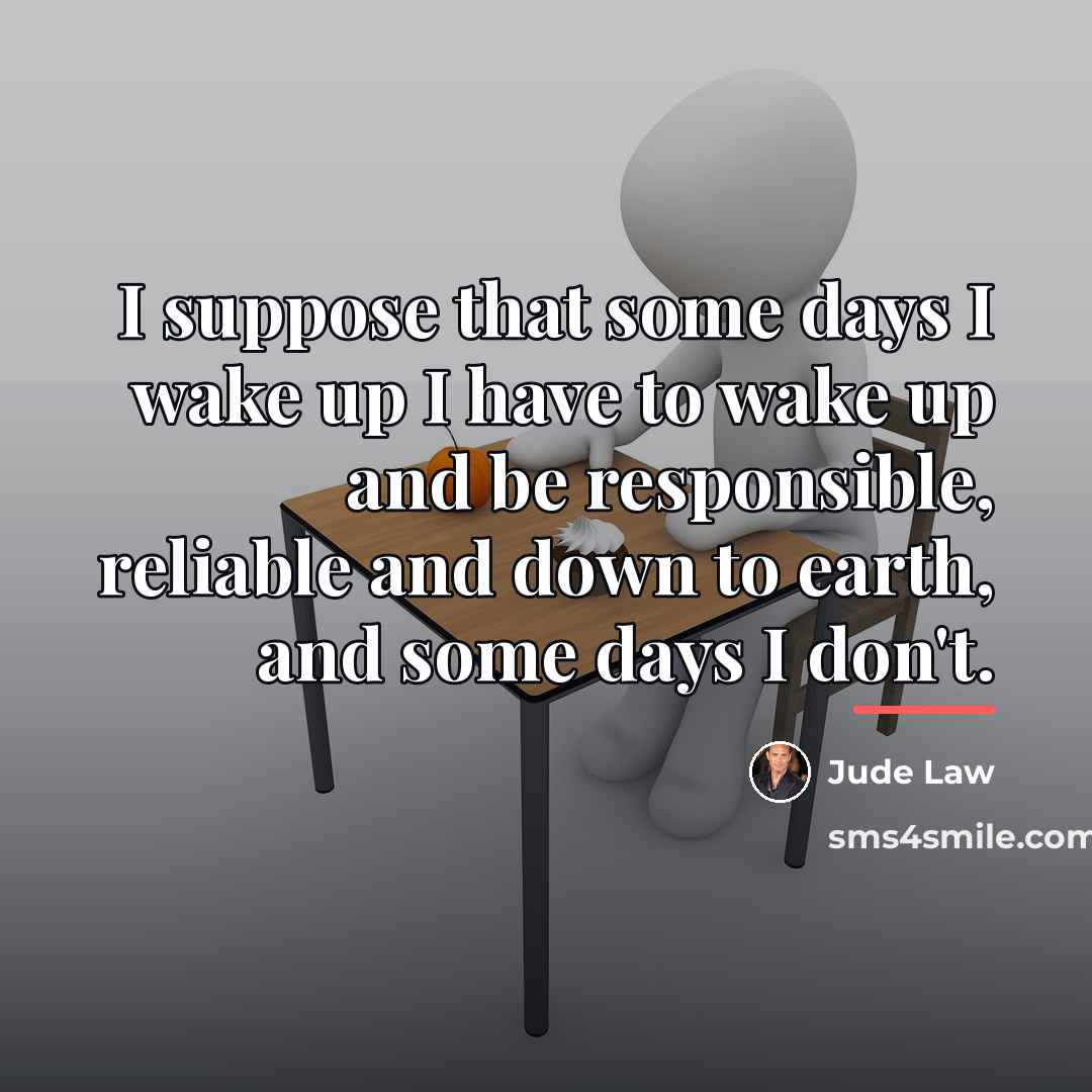 “I suppose that some days I wake up I have…” quote by Jude Law