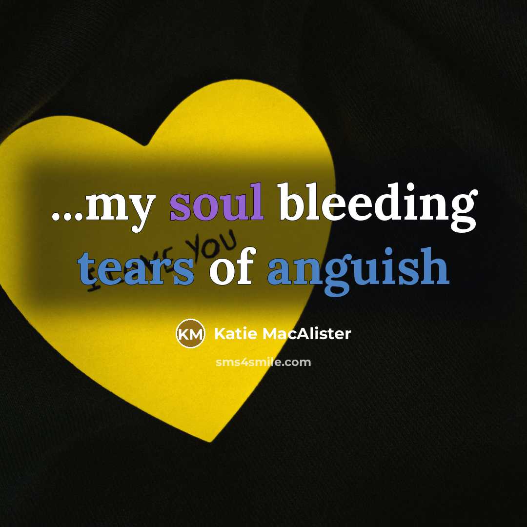 “...my soul bleeding tears of anguish…” quote by Katie MacAlister