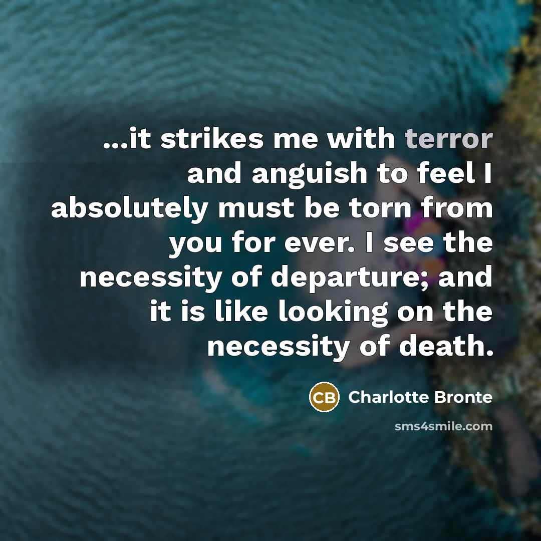 “...it strikes me with terror and anguish to feel I…” quote by Charlotte Bronte