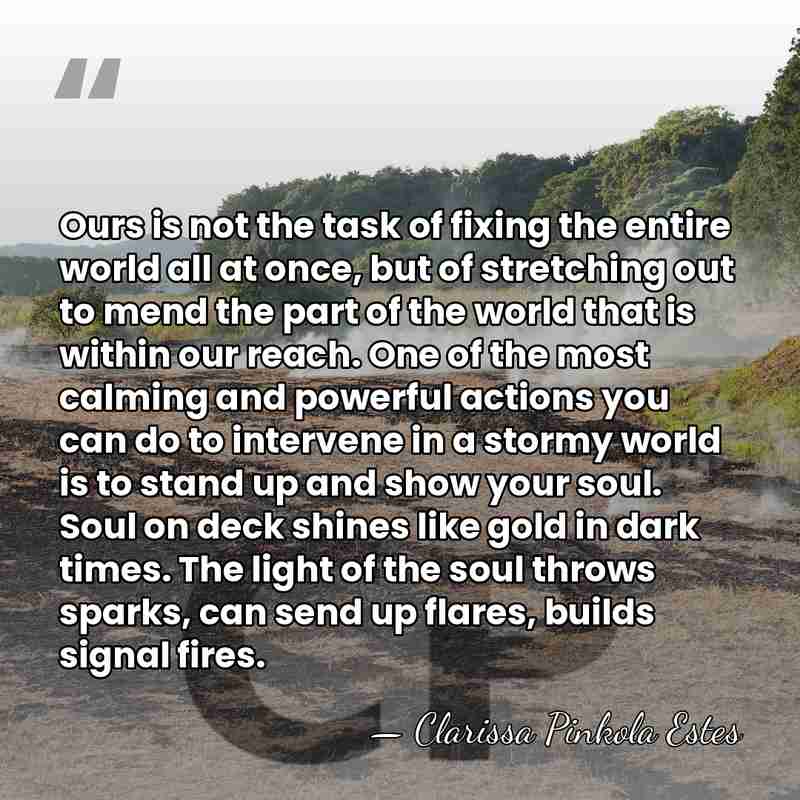 Ours is not the task of fixing the entire world all at&hellip; - Clarissa Pinkola Estes