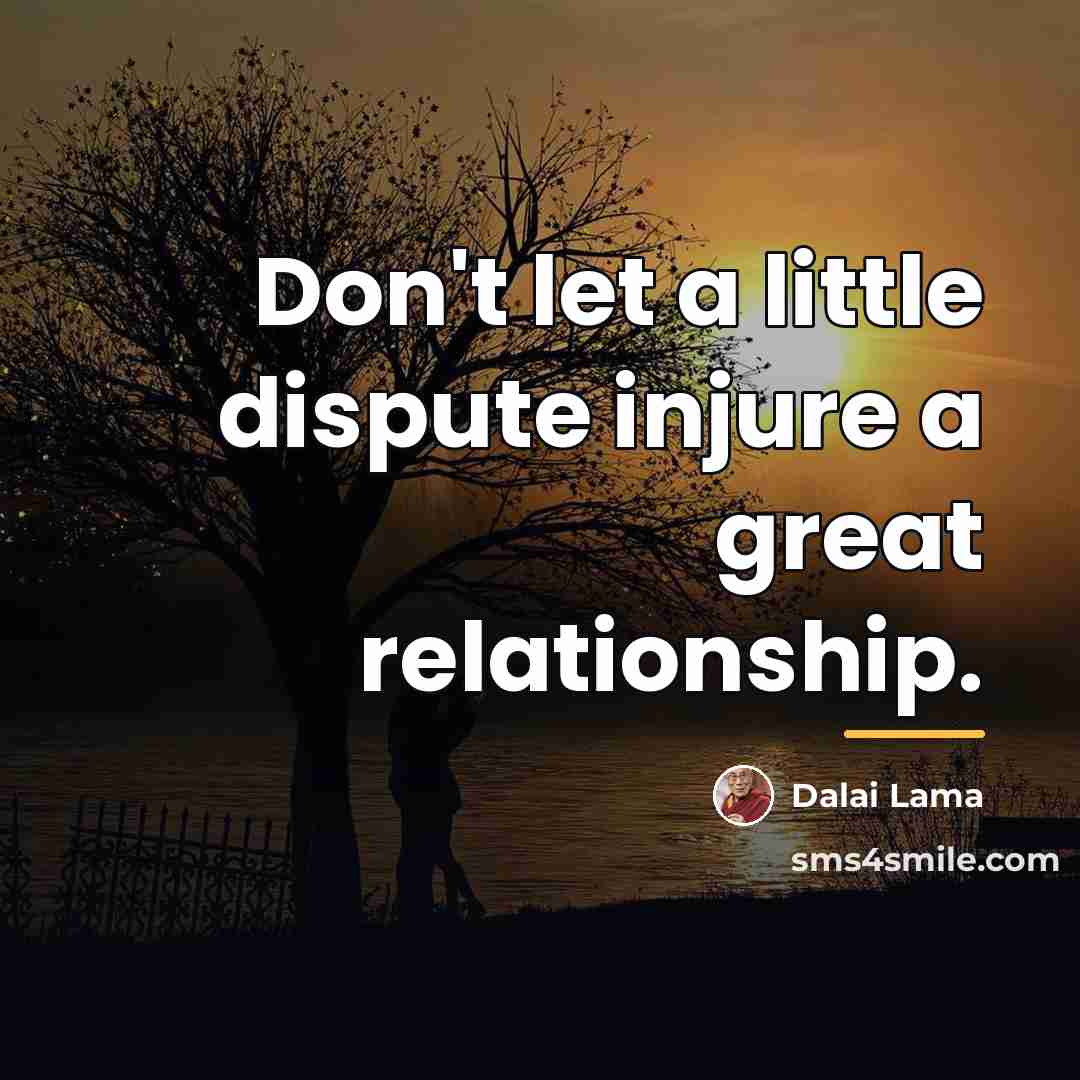 “Don't let a little dispute injure a great relationship.…” quote by Dalai Lama