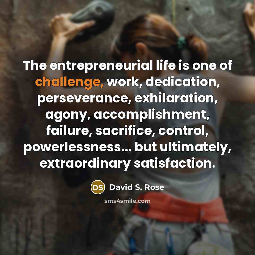 “The entrepreneurial life is one of challenge, work, dedication, perseverance,…” quote by David S. Rose