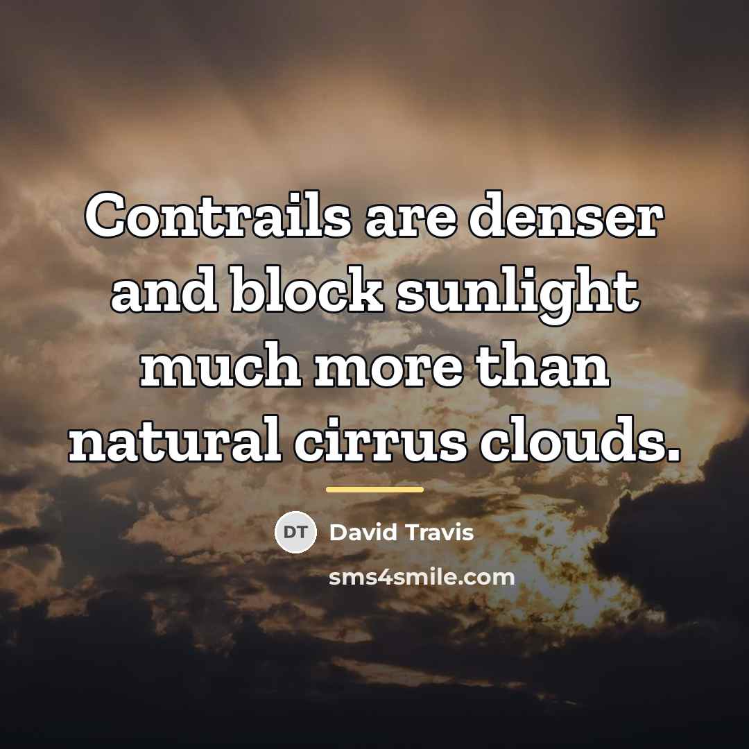 “Contrails are denser and block sunlight much more than natural…” quote by David Travis