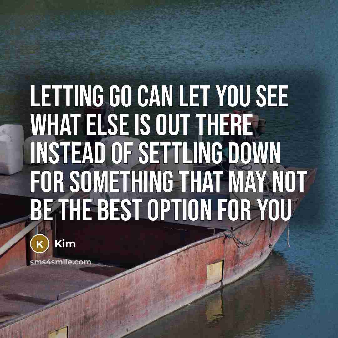 “Letting go can let you see what else is out there instead of settling down for something that may not be the best option for you” quote by Kim
