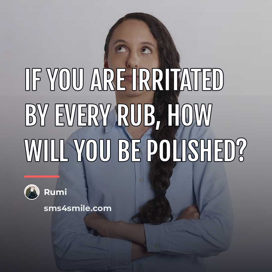 “If you are irritated by every rub, how will you…” quote by Rumi