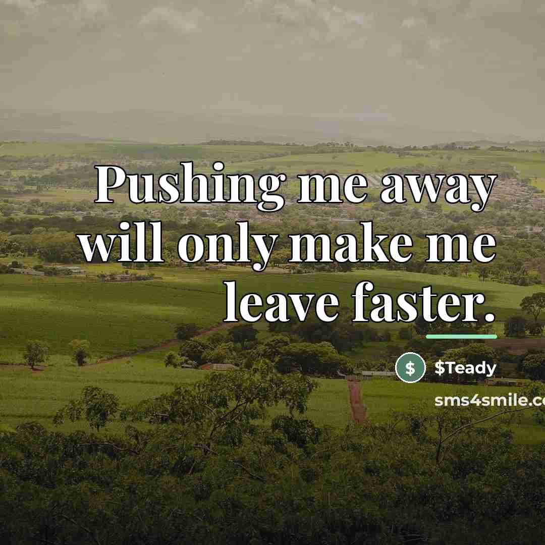 “Pushing me away will only make me leave faster.…” quote by $Teady