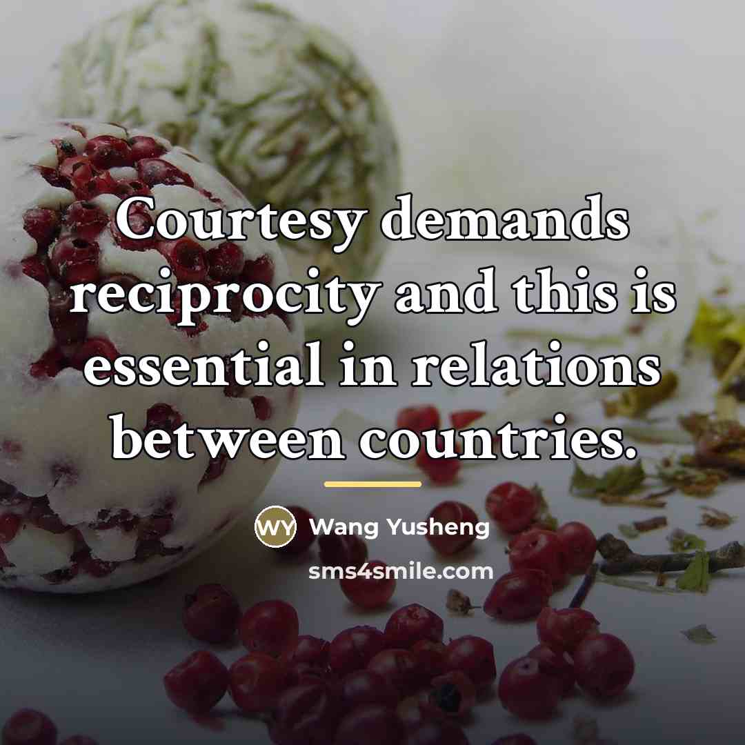 “Courtesy demands reciprocity and this is essential in relations between…” quote by Wang Yusheng