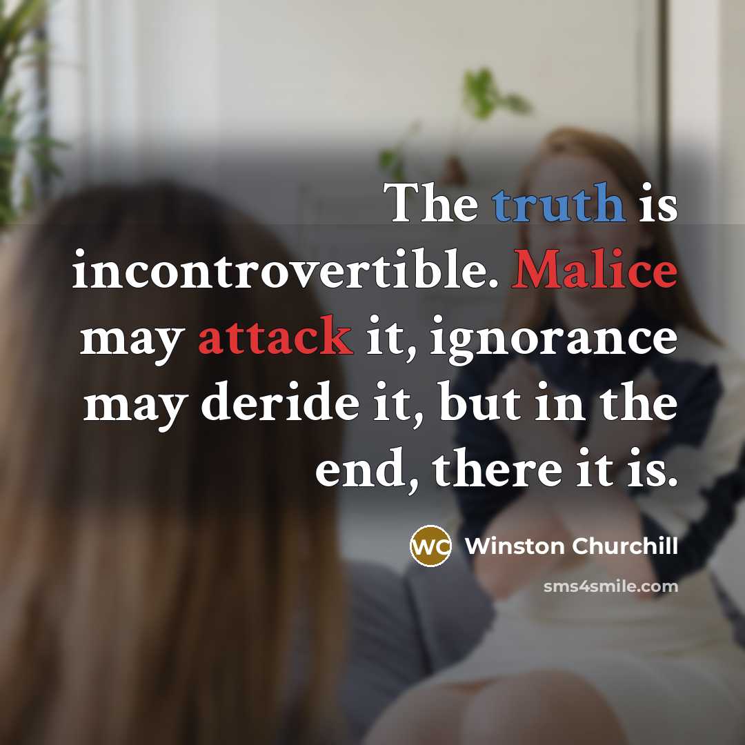 “The truth is incontrovertible. Malice may attack it, ignorance may…” quote by Winston Churchill