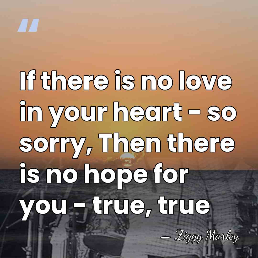 If there is no love in your heart - so sorry, Then&hellip; - Ziggy Marley