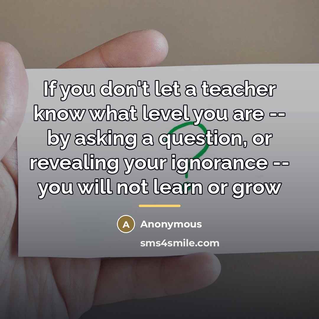 “If you don't let a teacher know what level you…” quote by Anonymous