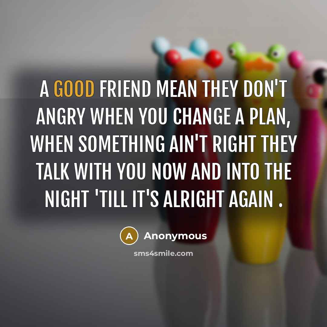 “A GOOD FRIEND mean they don't angry when you change…” quote by Anonymous