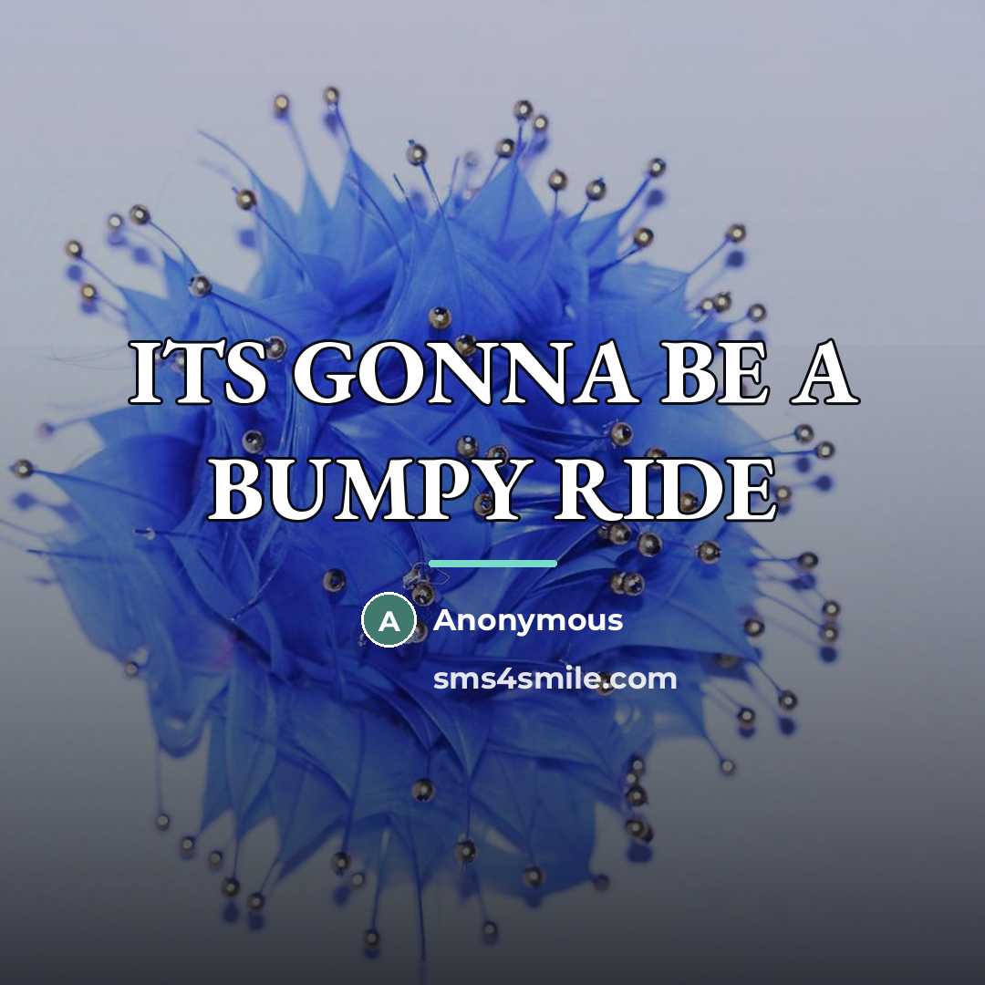 “ITS GONNA BE A BUMPY RIDE…” quote by Anonymous